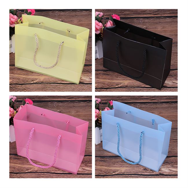 新品现货pp手提袋子透明磨砂礼品手提袋pvc塑料包装盒袋印刷logo