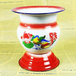 搪瓷痰盂坐便器女高脚尿桶成人尿盆带盖搪瓷防臭起夜老人卧室加厚24.