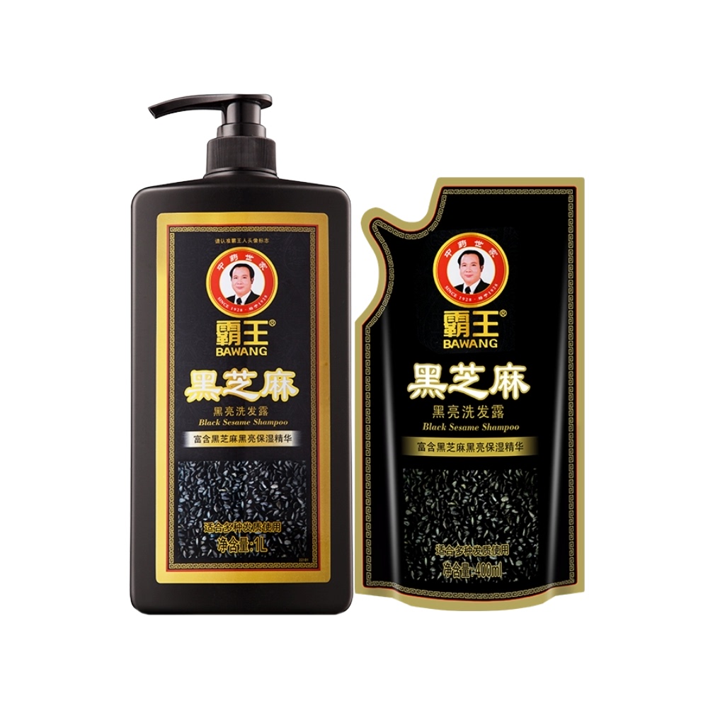 霸王黑芝麻1l柔顺滋养送补充装控油