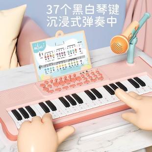 37键儿童电子琴玩具女孩初学者多功能音乐可弹奏音乐钢琴话筒乐器