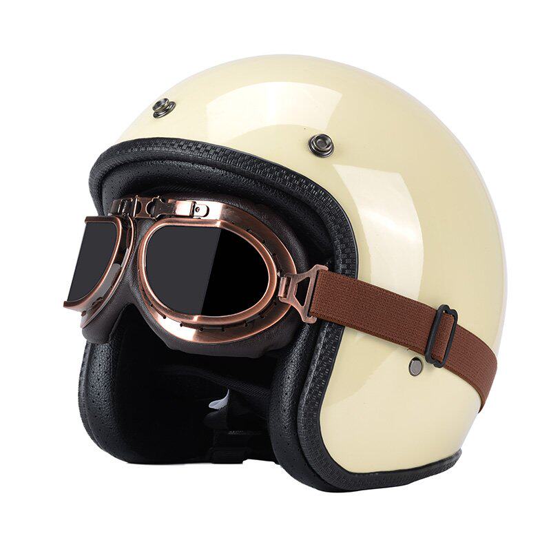 新复古踏板摩托车头盔灰男士哈雷太子巡航机车半盔电动车安全帽女