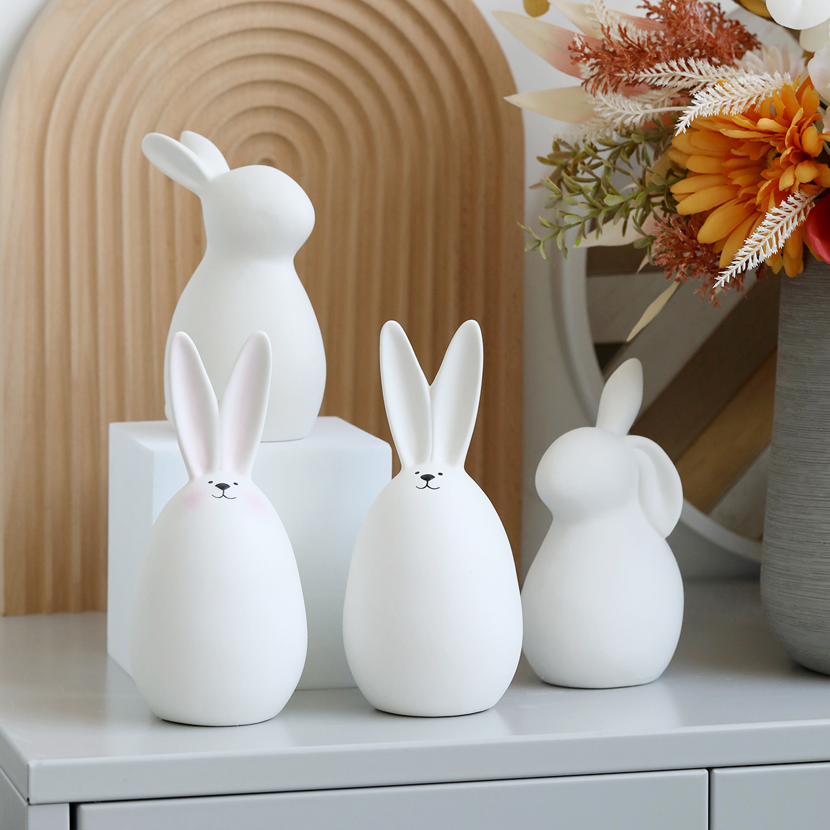 创意陶瓷兔子摆件家居饰品ins风格可爱简约现代客厅酒柜礼物工艺