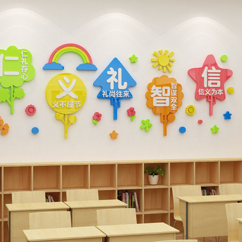 化墙教室布置托管班级楼梯道背景墙贴面装饰学校幼儿园儿童辅导