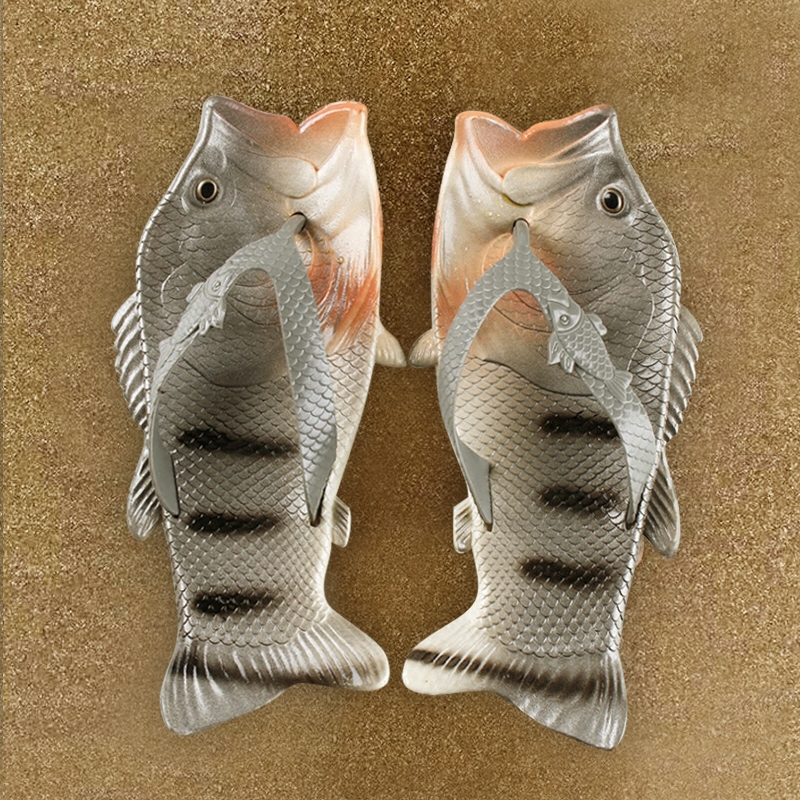 沙滩男拖鞋咸鱼图片