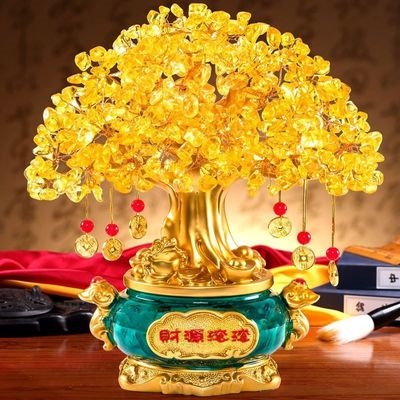 客厅招财进宝的摆件摇钱树玄关工艺品生意送礼兴隆金钱树电视柜