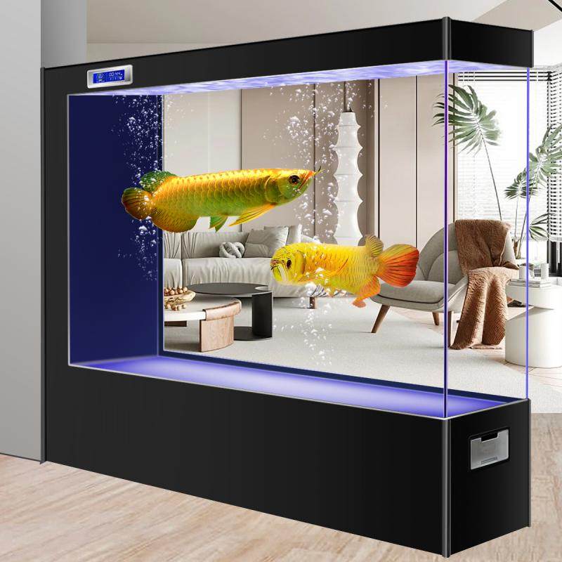 超白玻璃鱼缸过滤屏风隔断落地式家居生态水族箱创意桌面缸 原价1680