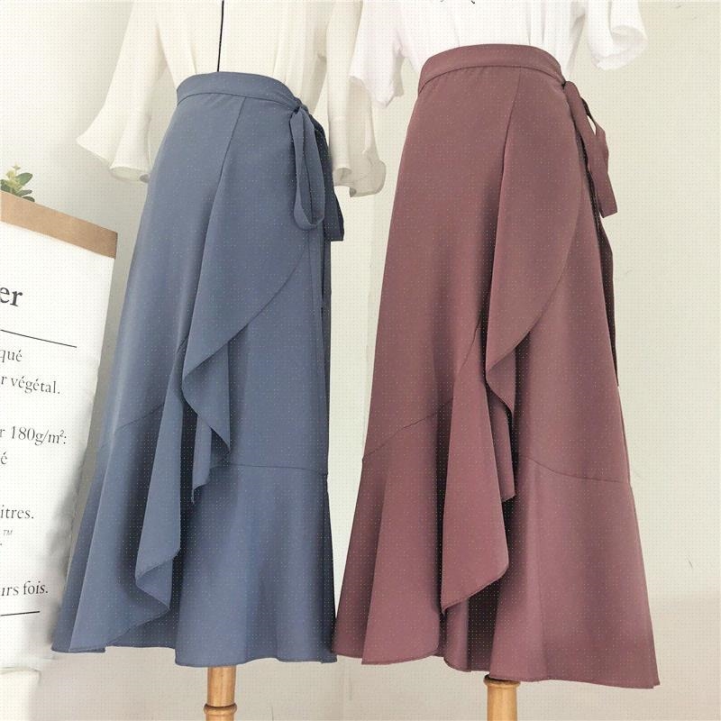 裙子半身裙中长款雪纺纯色图片