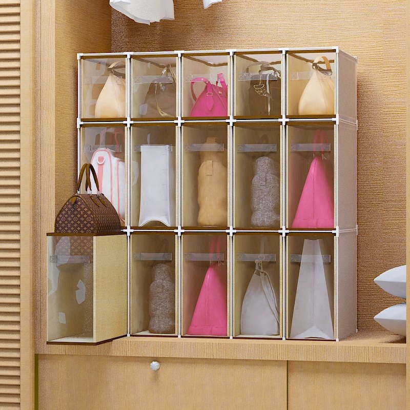 包包收纳柜手袋存放神器放包置物架衣柜挂包的架子衣帽间透明包柜
