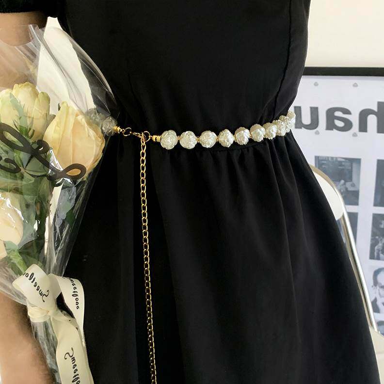 珍珠腰链小香风女装饰裙子收腰神器腰带配饰连衣裙链条腰围收紧扣