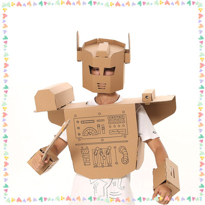 正品幼儿园手工材料纸箱机器人衣服 男孩女孩纸板玩具拼装制作di