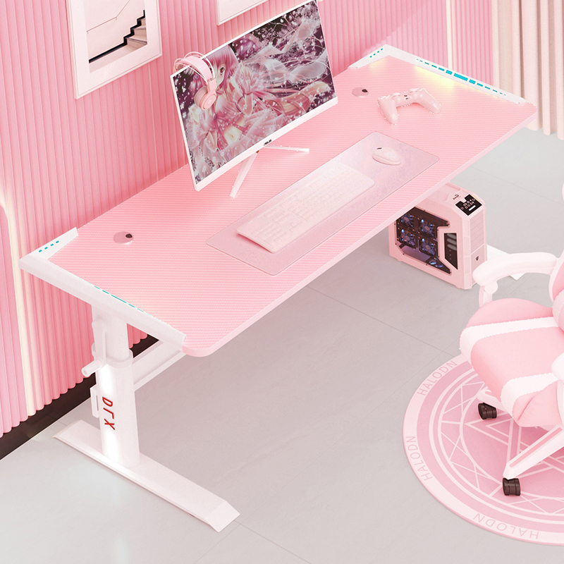 新品希耀承电竞桌卧室双人粉色电脑桌台式家用游戏桌子女生学习升
