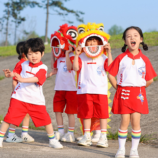 幼儿园毕业照儿童中国风表演服装六一儿童节啦啦队合唱演出服套装