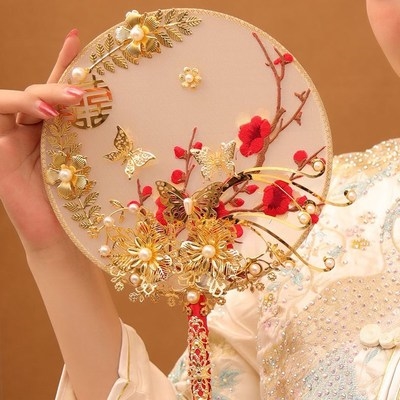 新款成品出嫁欧式拍摄宫廷中国风圆饰品礼品古装团扇仙新娘手持扇
