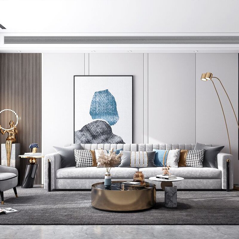 现代轻奢硬包背景墙纯色格栅木饰面客厅电视沙发影视墙定制床头