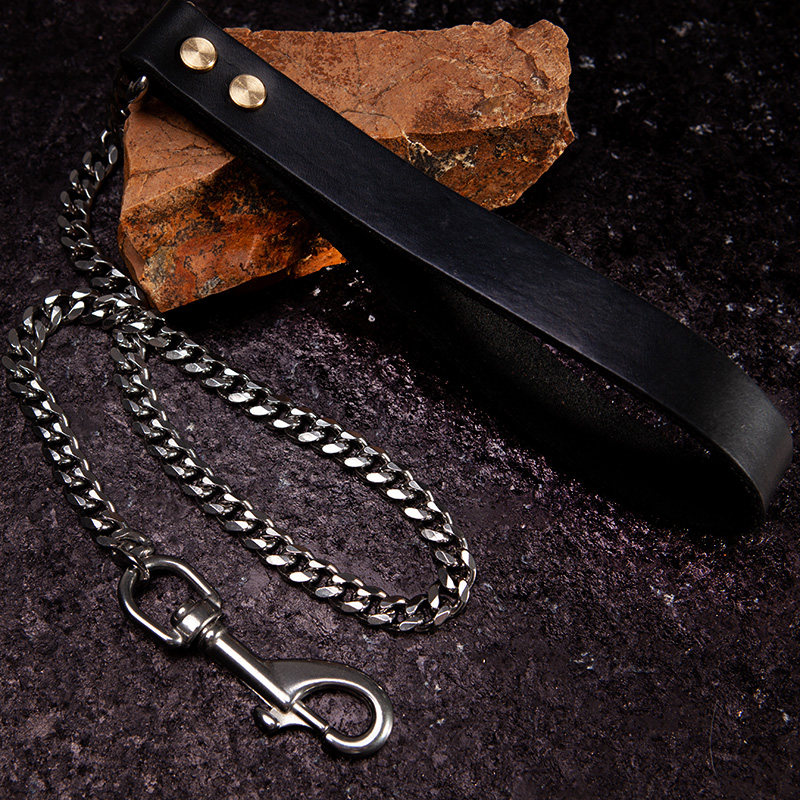 狗狗不锈钢一体式p链牵引绳 中型犬大型犬防爆冲金毛德牧狗绳狗链