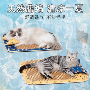 猫窝夏天用的不粘毛猫垫子网红四季通用大号夏季凉席狗窝床垫猫床