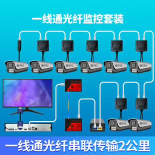 2公里光纤传输整套监控商用超市专用监控器全套设备配件船用监控