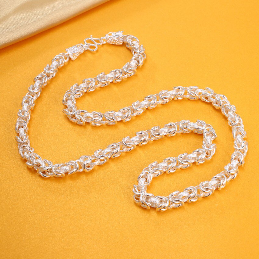 999纯银龙头项链男士时尚霸气龙骨链子足银潮牌百搭银饰男友礼物