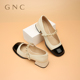 GNC复古玛丽珍单鞋女新款拼色羊皮粗跟小皮鞋商场同款