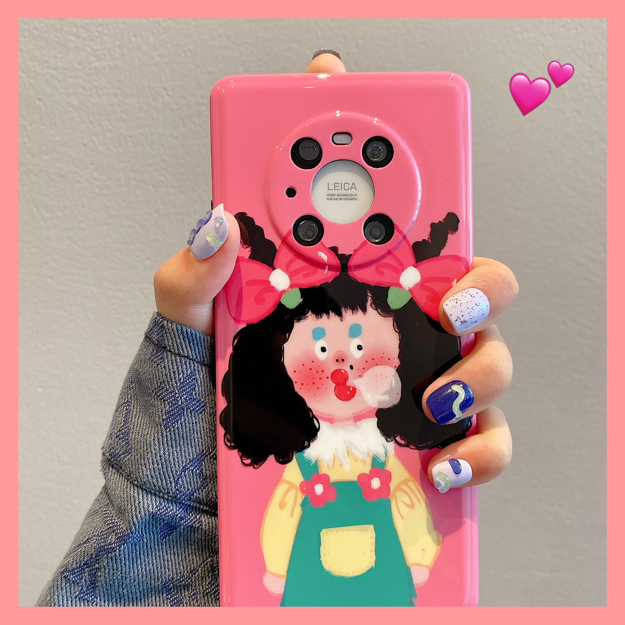 拓岚 适用华为mate40pro手机壳趣味搞怪玫红色丑萌女孩mate30pro亮面