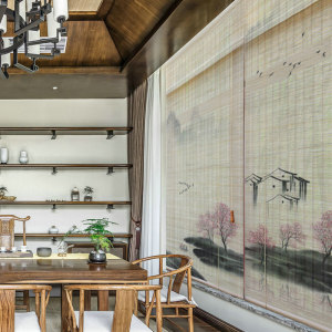 水墨画窗帘中国风遮光图片