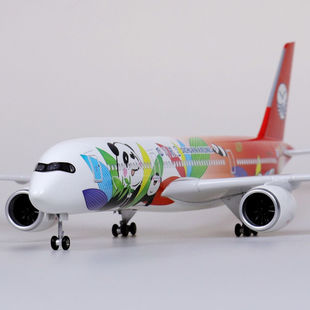 带轮子带灯A350川航四川航空熊猫民航客机仿真飞机模型拼装航模