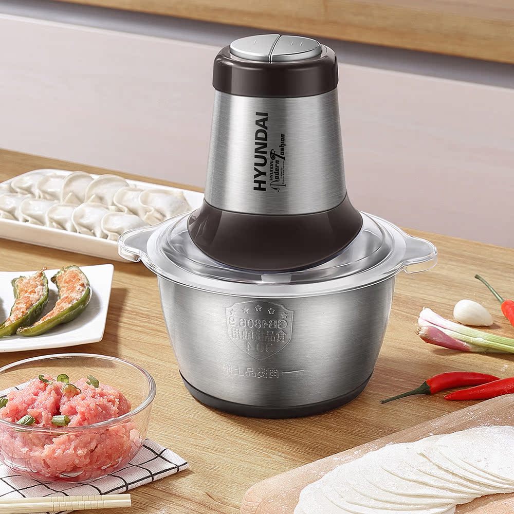 韩国现代绞肉机 家用电动搅拌机 不锈钢多功能绞馅碎肉料理机