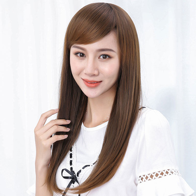 假发女发斜刘海长直图片