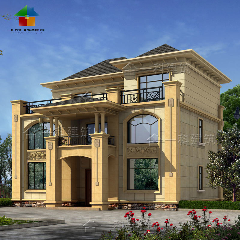 yk3132新农村两二层半别墅设计图纸乡村三层欧式自建房小洋楼全套