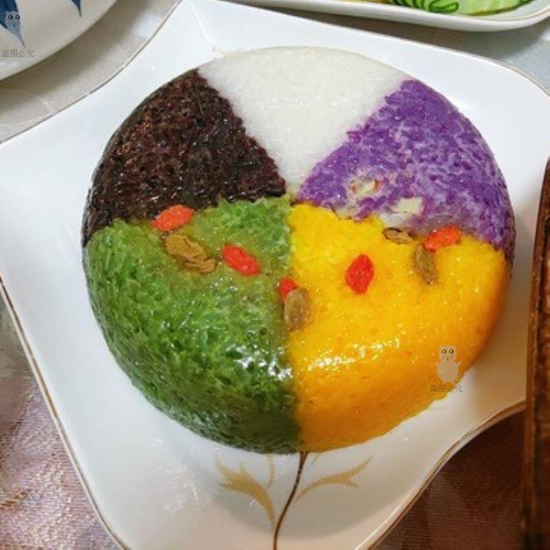 八宝饭云南花米饭五色彩虹糯米饭甜菠萝方便速食蒸热即食500g