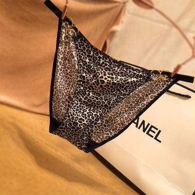 欧美性感蕾丝女士内裤火辣诱惑豹纹内裤女舒适冰丝三角底裤女