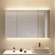 智能浴室镜柜单独挂墙式带灯除雾卫生间梳妆镜子实木带置物架收纳