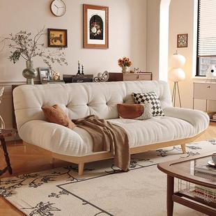 原木日式云朵沙发床两用折叠2023新款客厅实木沙发小户型双人北欧