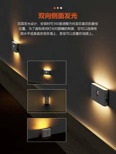 自动感应床头灯过道家用入户门灯楼梯房间壁灯LED充电无线墙角灯