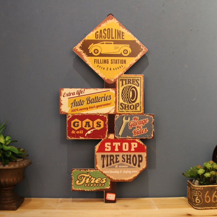 美式复古66号公路路牌指向标壁饰酒吧装饰咖啡馆挂饰墙壁装饰