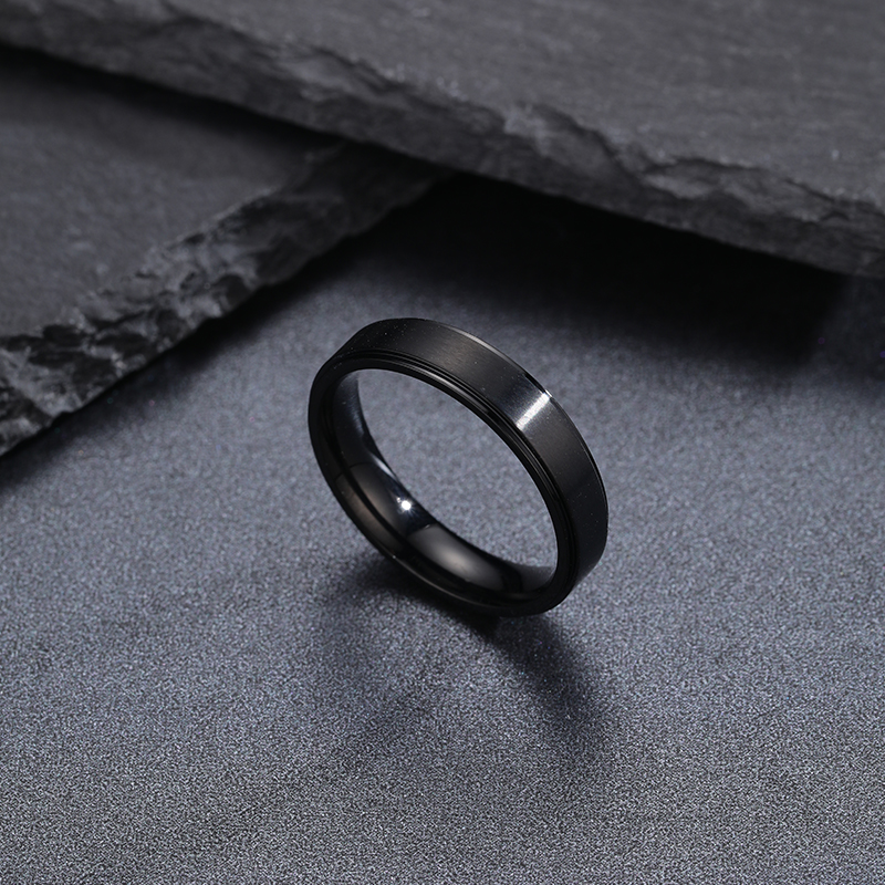 黑色戒指男士ins潮酷小众钛钢个性冷淡风大码单身戒食指日韩刻字