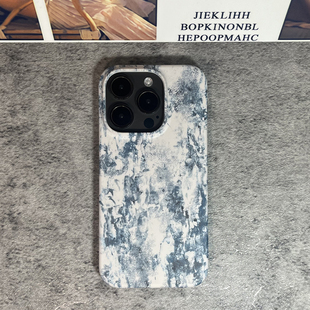 ins复古文艺风简约小众高级感适用iPhone15promax手机壳磨砂个性创意苹果14硬壳新款半包x轻薄小米华为墨蓝绿