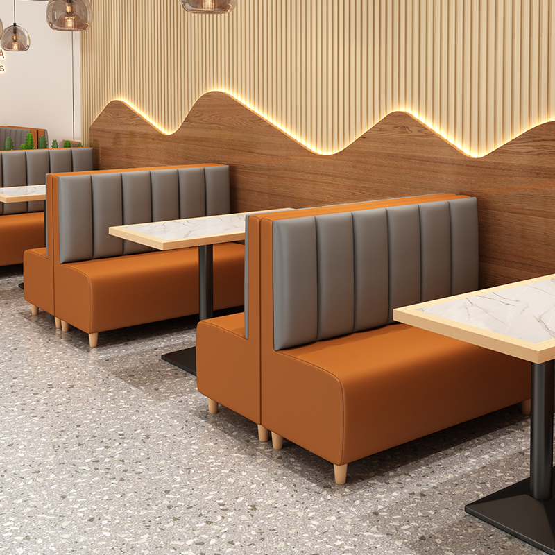 奶茶店卡座沙发桌椅组合凳甜品咖啡汉堡饭西餐厅靠墙软包定制商用