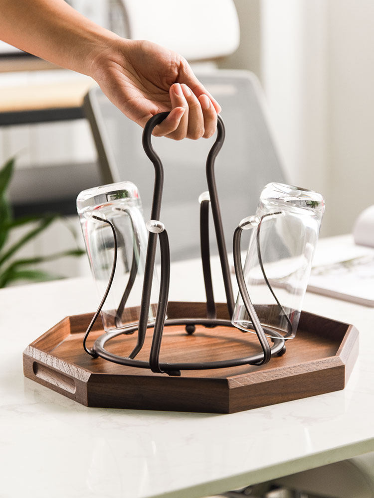 (今日10折)雅佳日式创意杯架托盘铁艺水杯架子玻璃杯沥水置物架倒挂家