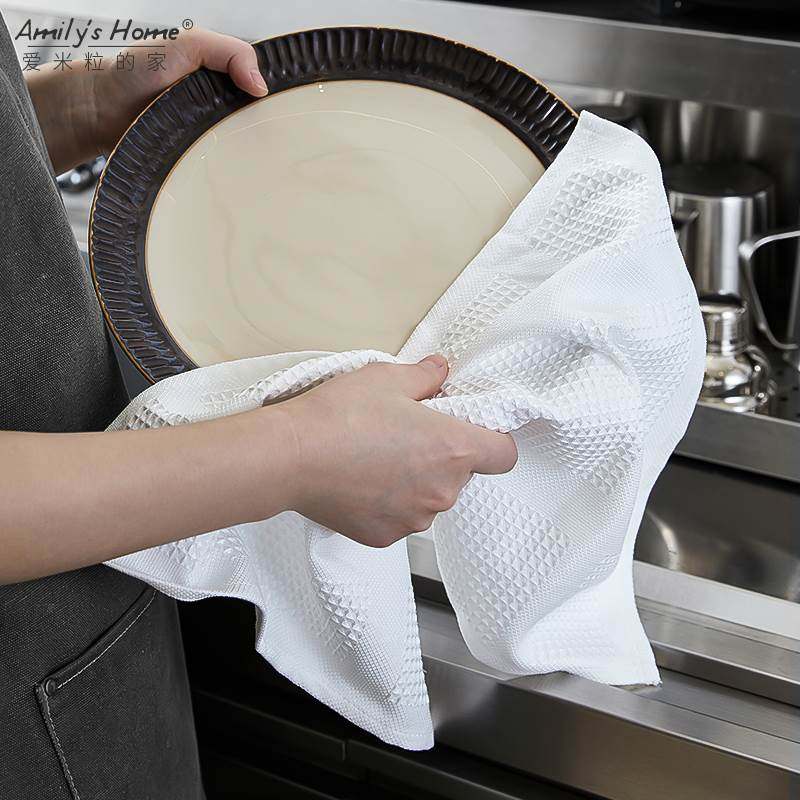 厨房擦碗布吸水专用不掉毛擦盘子餐具擦碗巾白色毛巾抹布擦干碗