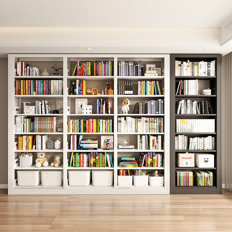 4m七层家庭图书馆书架简约多层落地置物架儿童钢制书架
