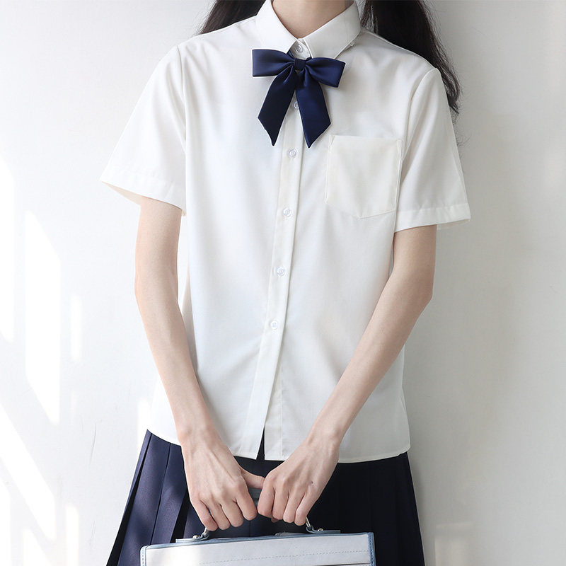 原创jk短袖t恤制服女白衬衫上衣夏季基础款衬衣内搭大码长袖寸衫