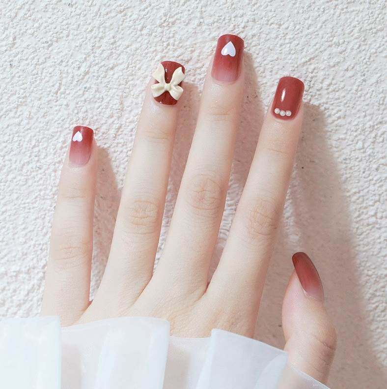 (今日10折)指甲贴片夏天结婚穿戴式美甲成品高级感贴指甲自粘网红仙气