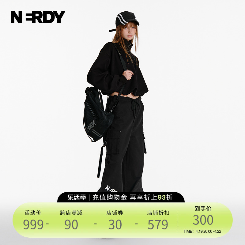 NERDY春夏新品情侣同款时尚休闲阔腿工装裤女潮酷长裤直筒裤潮牌