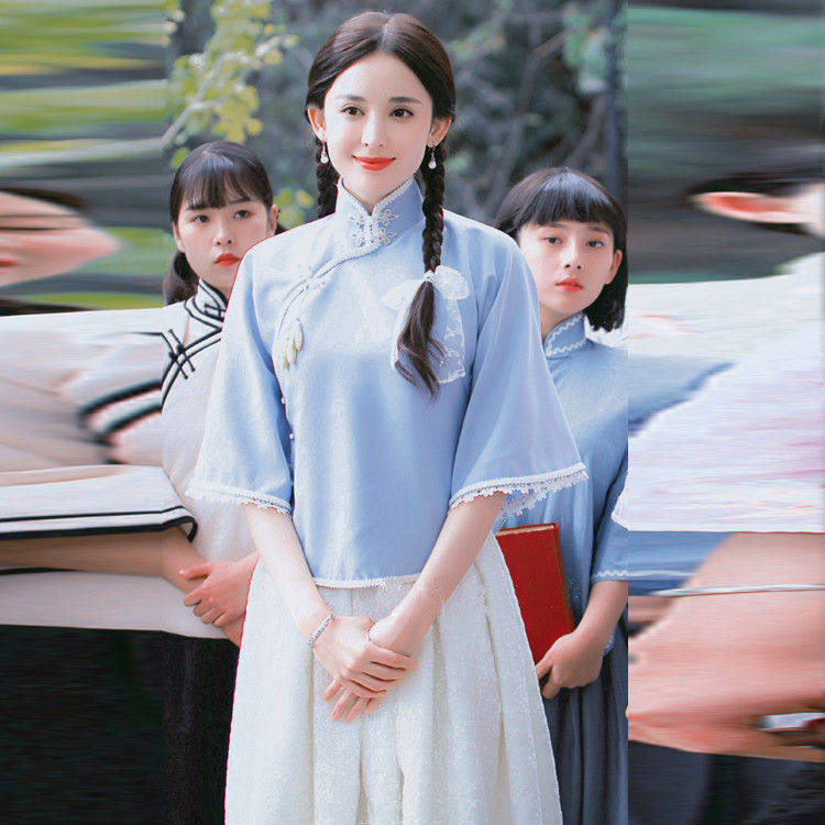 青年装民国女古装五四学生装大家闺秀女装复古文艺两件套装演出服