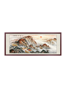 五岳独尊国画山水画客厅挂画泰山日出办公室装饰画有山无水靠山图