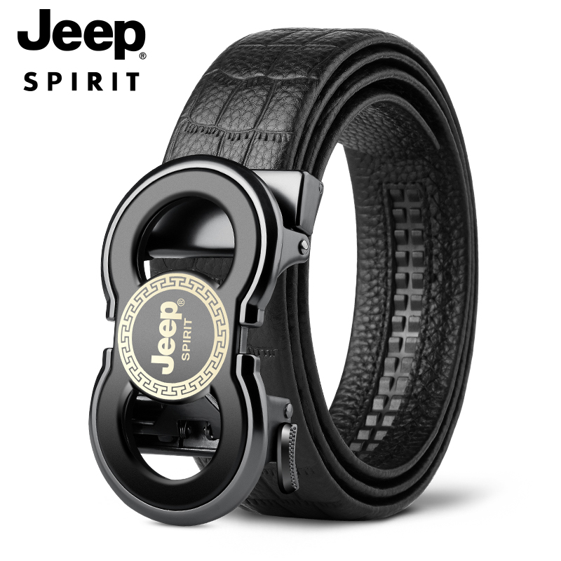 JEEP SPIRIT吉普男士皮带真皮正品高档品牌鳄鱼纹自动扣时尚腰带