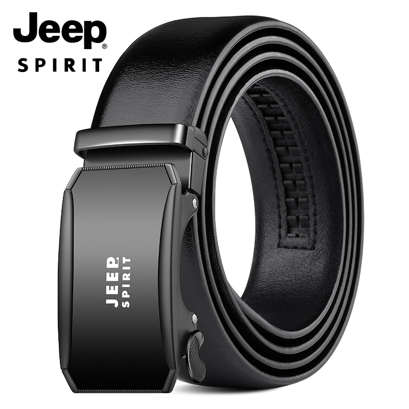 JEEP SPIRIT吉普男腰带真皮自动扣品牌青年中年裤带男款皮带正品