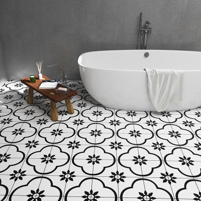 卫生间北欧小花砖地面瓷砖贴纸自粘防水浴室厨房地砖地贴简约耐磨