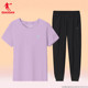 中国乔丹运动套装女2024夏季新款短袖休闲t恤长裤休闲运动两件套